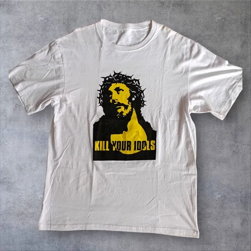 Vintage T-shirt Pria white black yellow photo 1