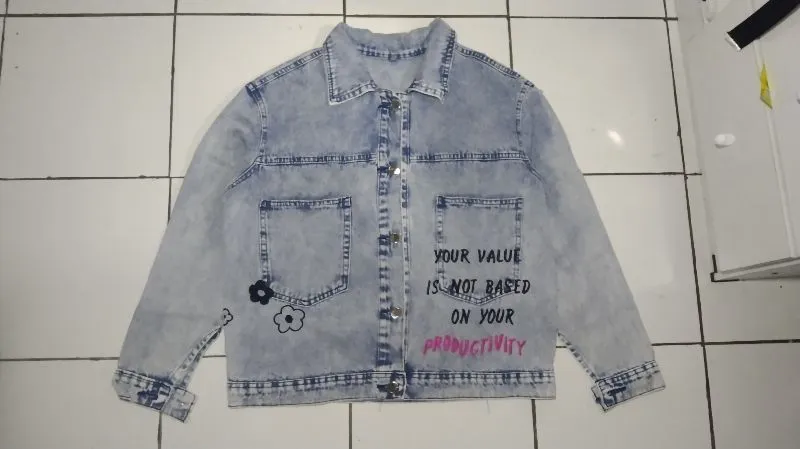 Streetwear Casual Denim jacket Wanita multicolor photo 1