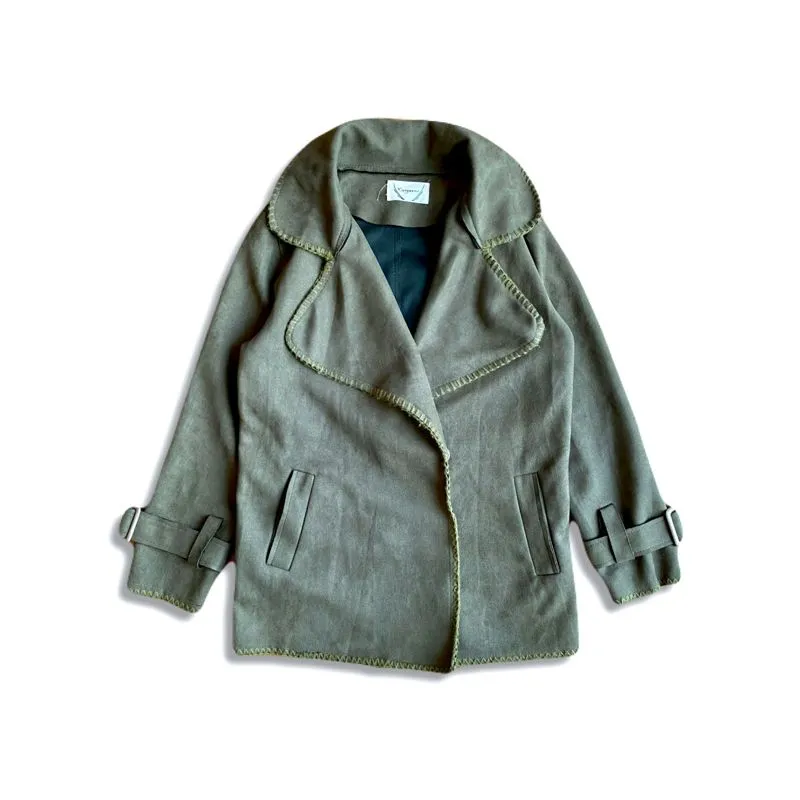 Vintage Casual Leather jacket Wanita green photo 1