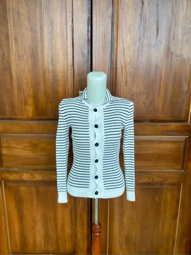 Indie Casual Sweater Wanita white black photo 1