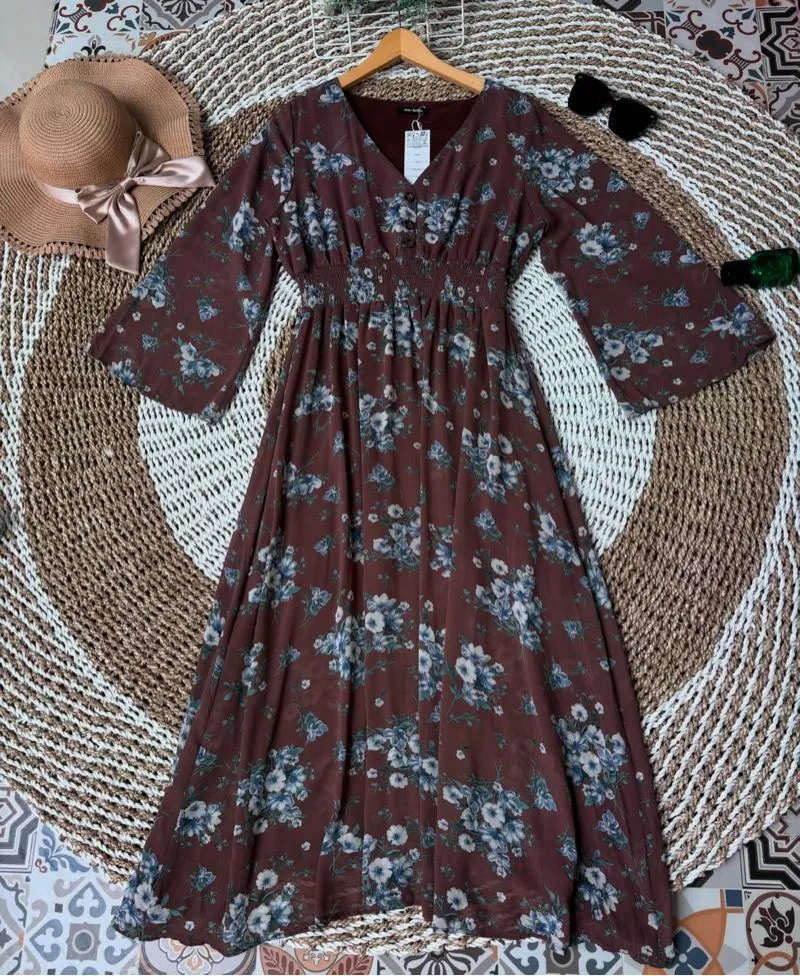Luxury Midi dress Wanita brown photo 1
