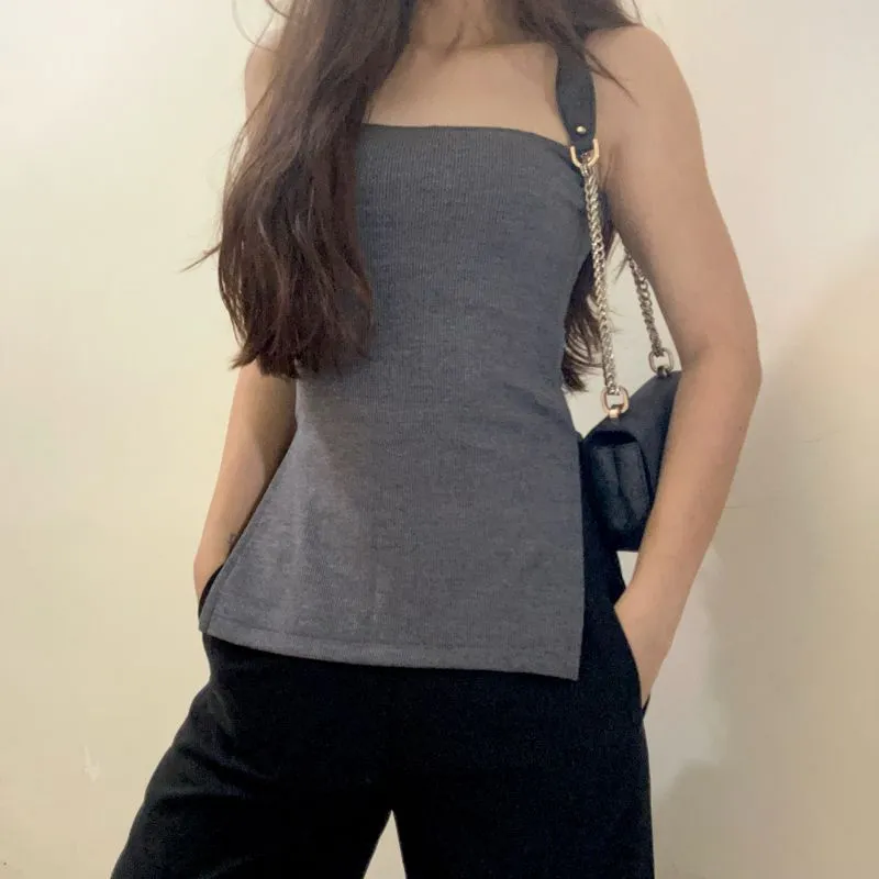 Casual Crop top Wanita gray photo 1