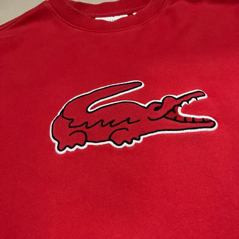 Lacoste Streetwear Casual Sweatshirt Pria red Preloved