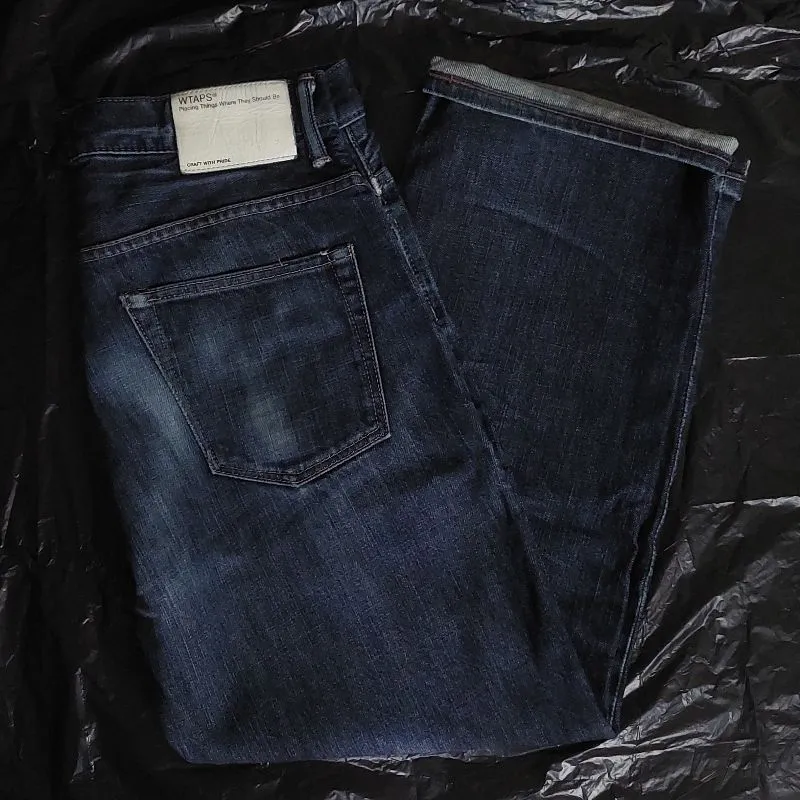WTAPS Streetwear Y2K Jeans Pria blue photo 1