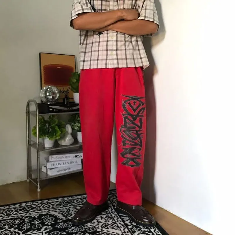 Streetwear Y2K Sweatpants & Joggers Pria red photo 1