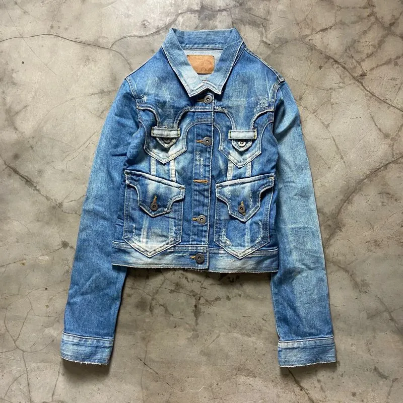 Japanese brand Streetwear Y2K Denim jacket Wanita blue photo 1