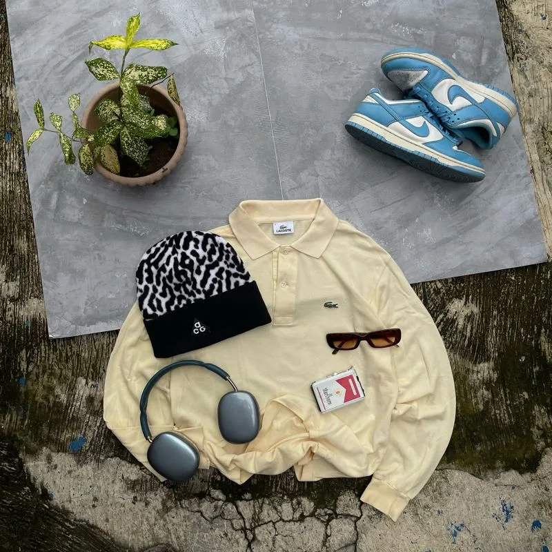 Lacoste Grunge Indie Polo shirt Pria cream photo 1