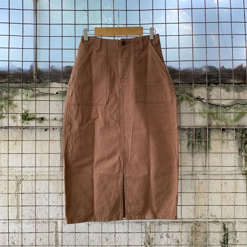 Vintage Casual Skirt Wanita brown photo 1