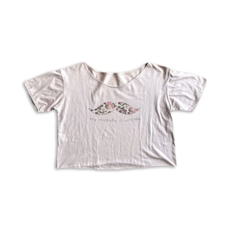Vintage Y2K Crop top Wanita cream photo 1