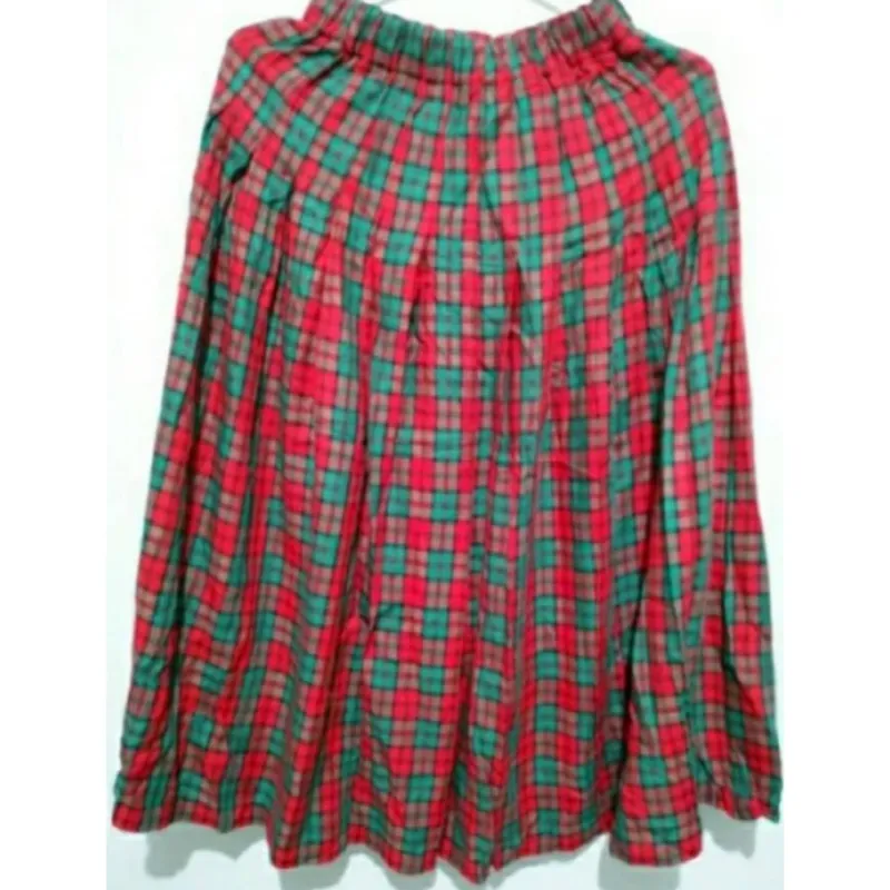 Casual Maxi skirt Wanita green red photo 1