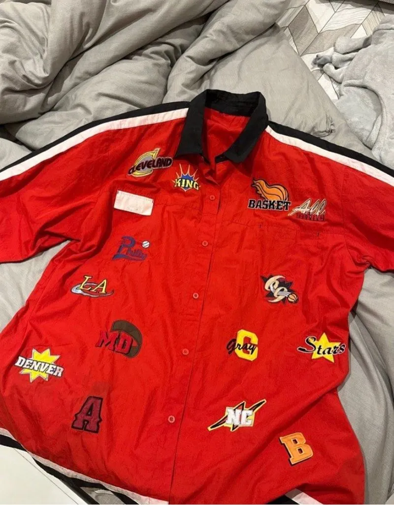 Streetwear Skater Casual shirt Pria red black photo 1