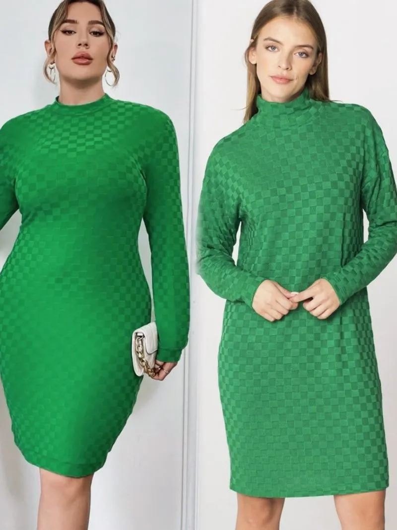 Shein Avant Garde Casual Bodycon dress Wanita green photo 1