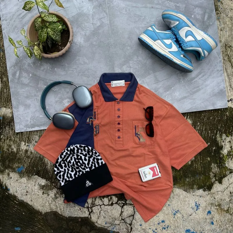 Grunge Indie Polo shirt Pria brown photo 1