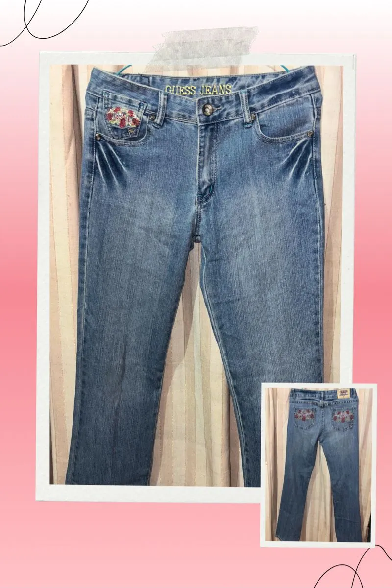 Guess Minimalist Casual Skinny jeans Wanita gray blue photo 1