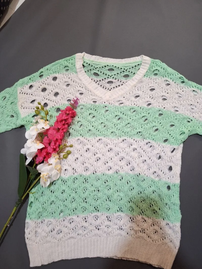 Coquette Casual Blouse Wanita white green photo 1