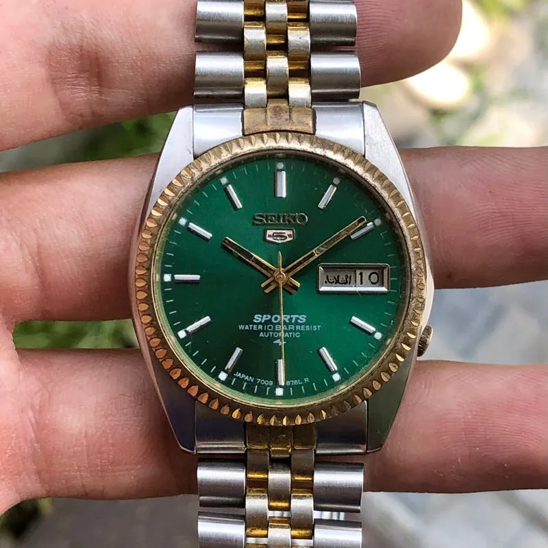 Seiko Vintage Casual Pria silver green photo 1