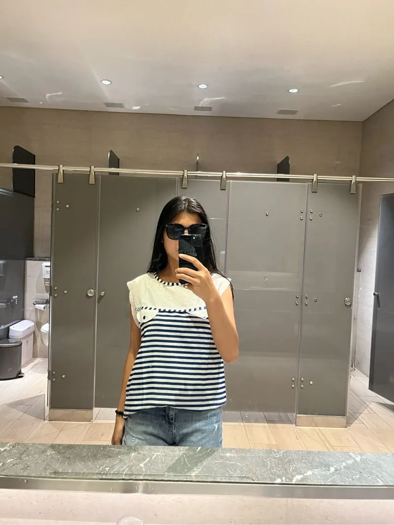 Luxury Fairy Blouse Wanita white navy photo 1