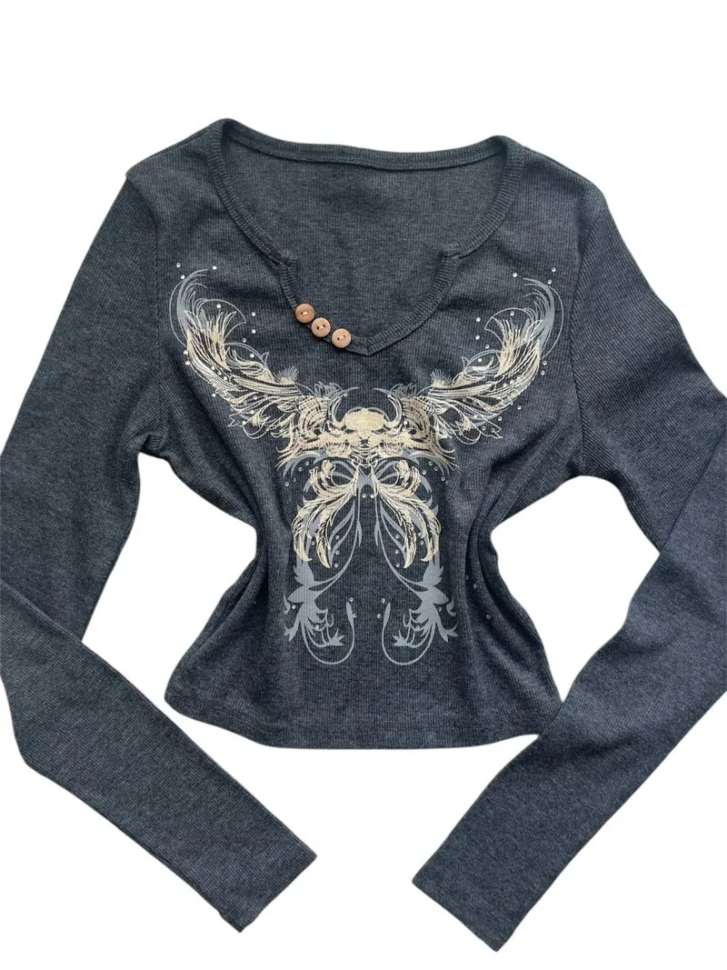 Grunge Fairy Shirt Wanita multicolor gray photo 1