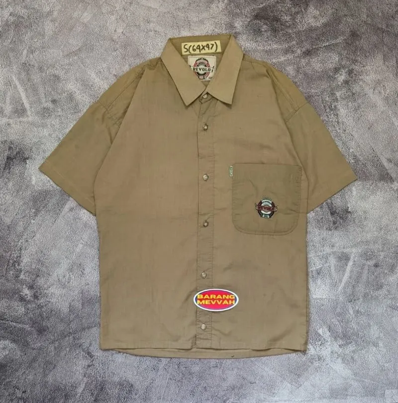 Streetwear Skater Casual shirt Pria tan photo 1