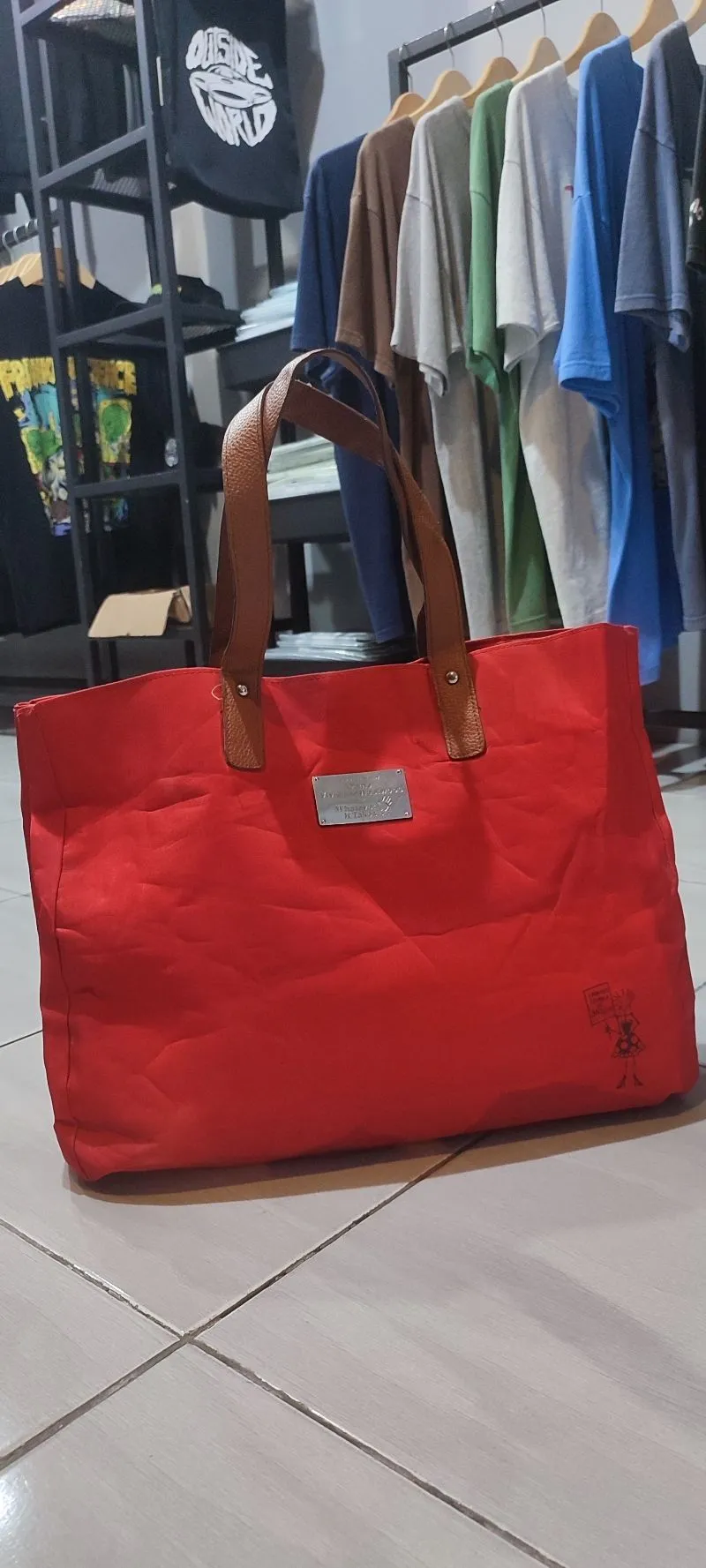 Vivienne Westwood Luxury Avant Garde Tote bag Wanita red brown photo 1