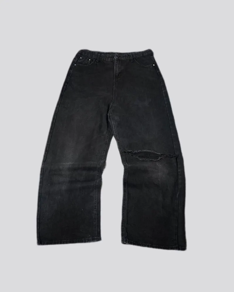 Streetwear Skater Jeans Pria black gray photo 1