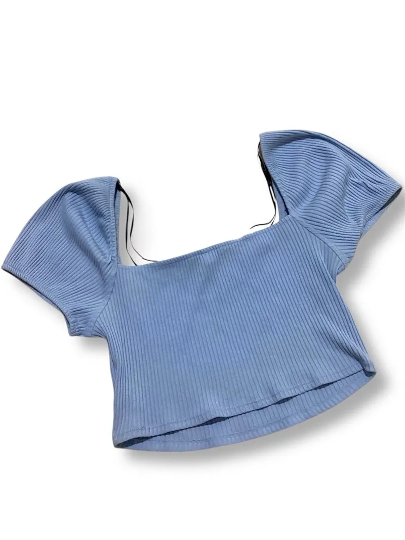 H&M Coquette Casual Crop top Wanita blue photo 1