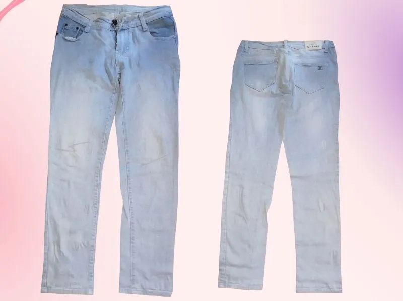 Casual Skinny jeans Wanita white blue photo 1