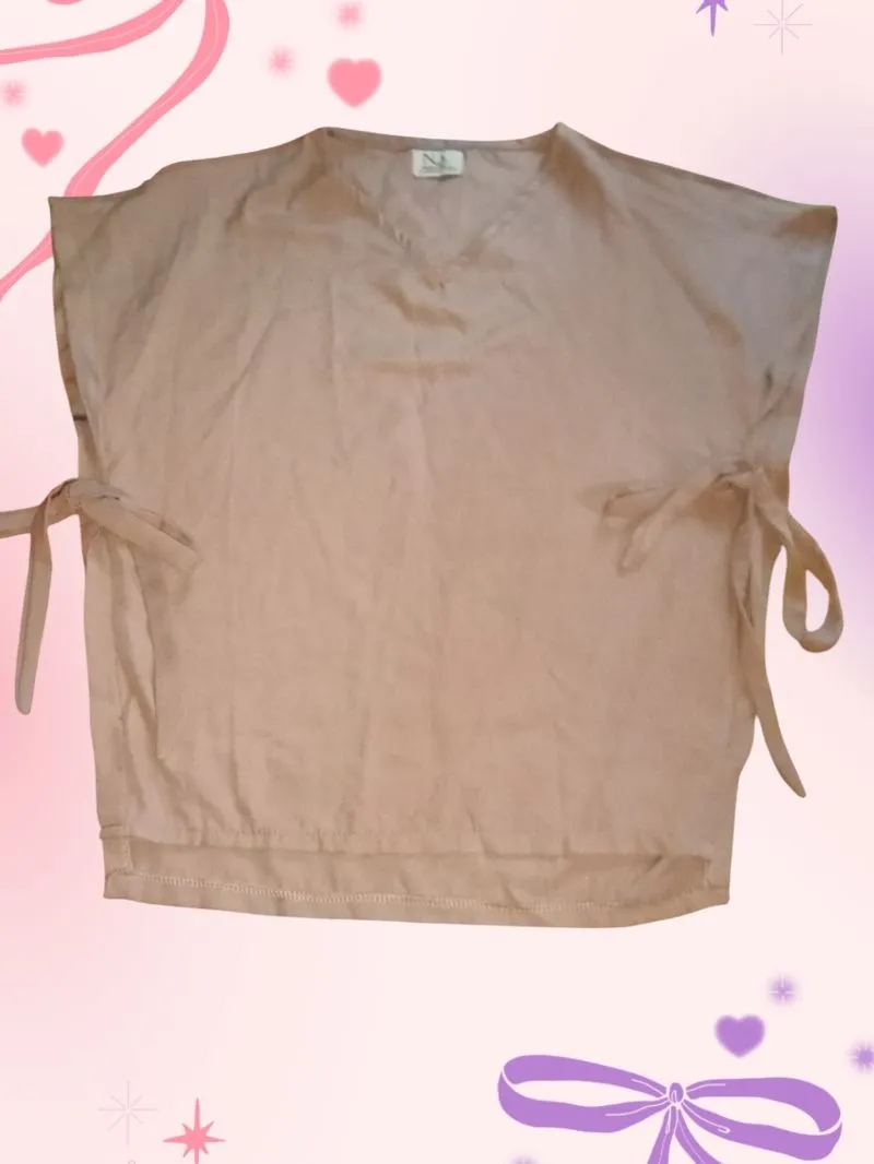 Vintage Crop top Wanita tan brown photo 1
