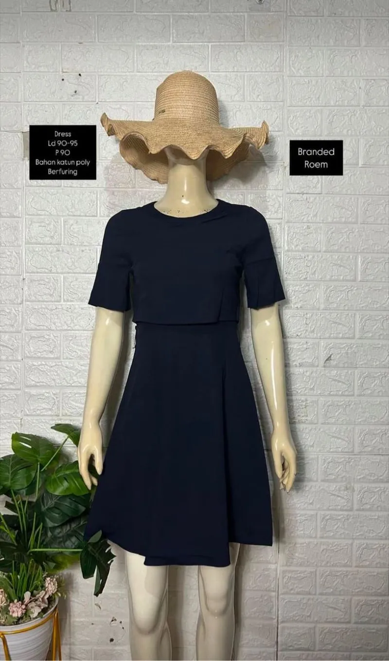 Vintage Casual dress Wanita navy photo 1
