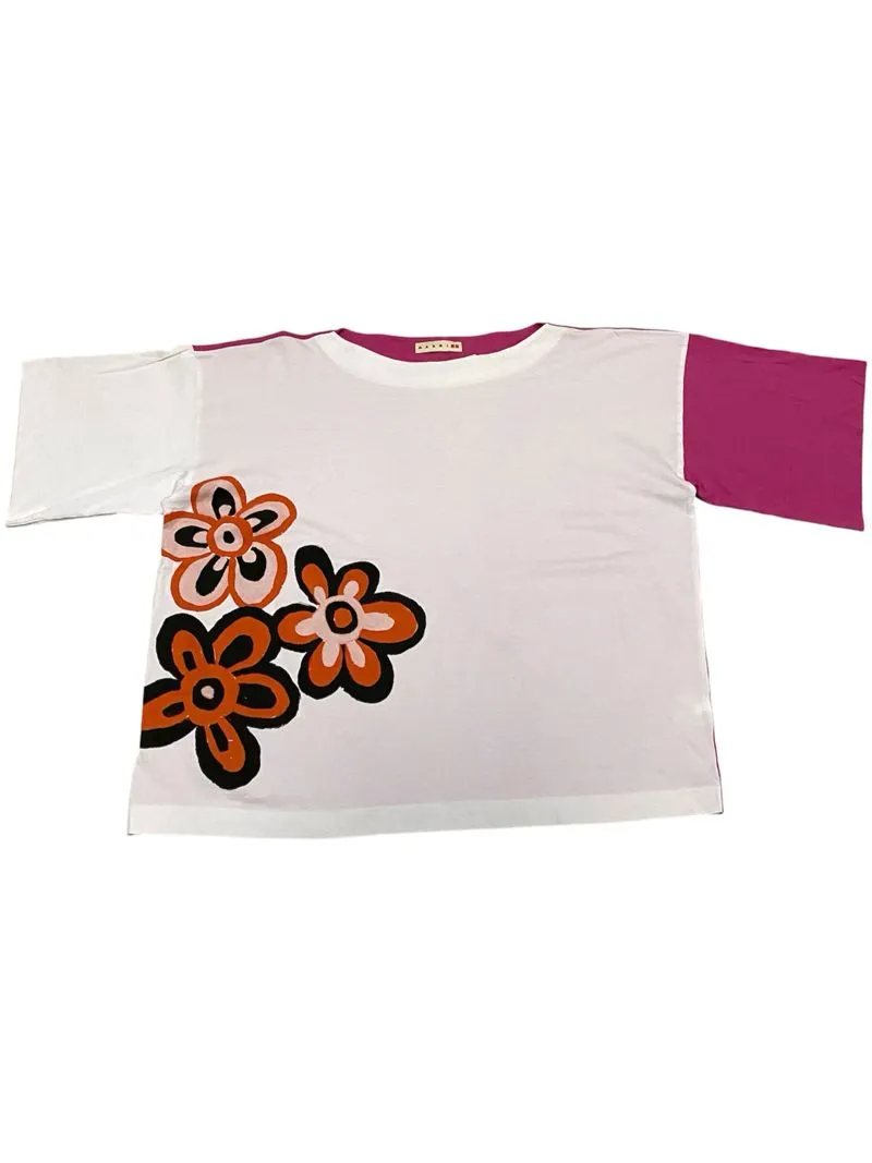 Marni Vintage Luxury T-shirt Wanita white pink photo 1