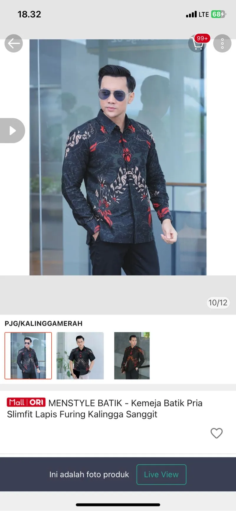 Batik Formal shirt Pria red black photo 1