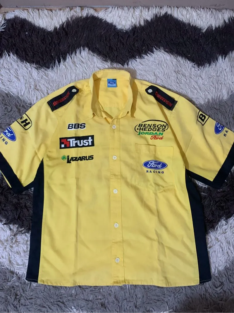 Vintage Streetwear Casual shirt Pria black yellow photo 1