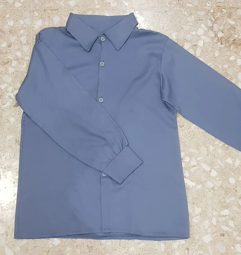 Casual Shirt Wanita white blue photo 1