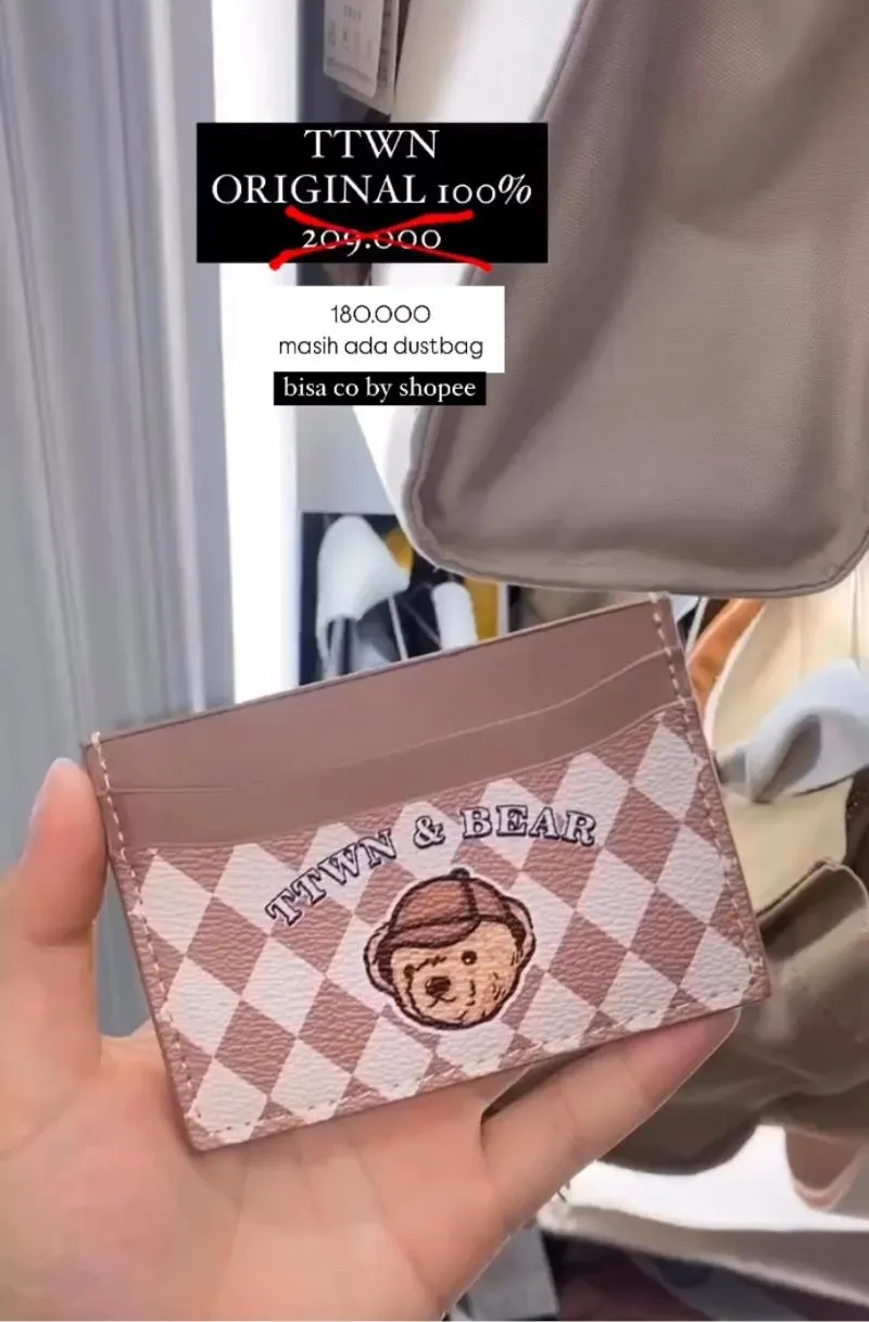 TTWN Bear Vintage Streetwear Tas dompet Wanita white pink photo 1
