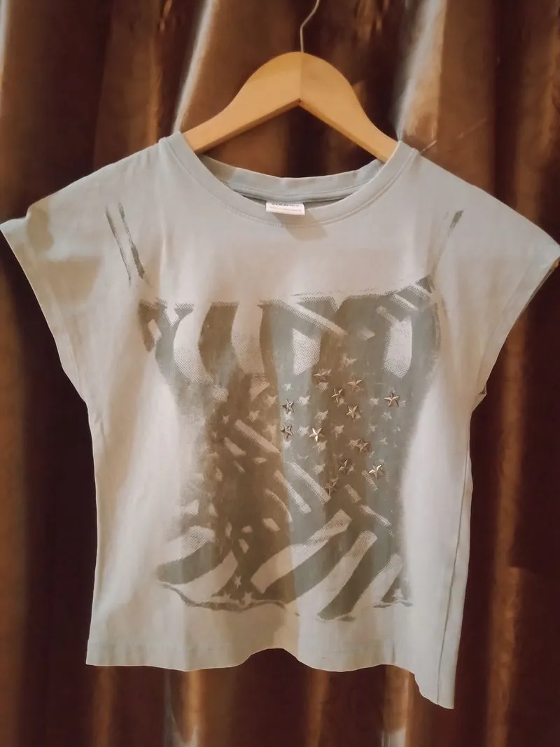 Bershka Vintage T-shirt Wanita navy gray photo 1