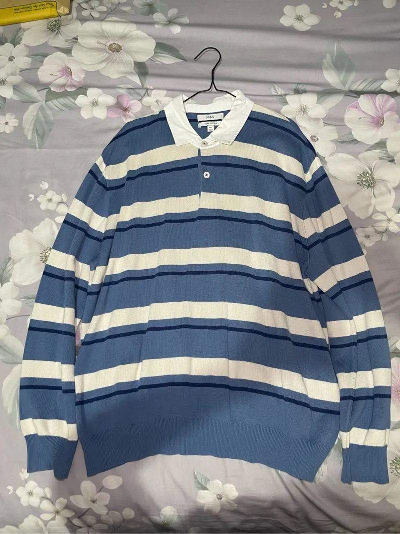Marks & Spencer Luxury Casual Casual shirt Pria white blue photo 1