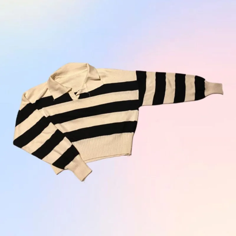 Indie Casual Sweater Wanita black cream photo 1