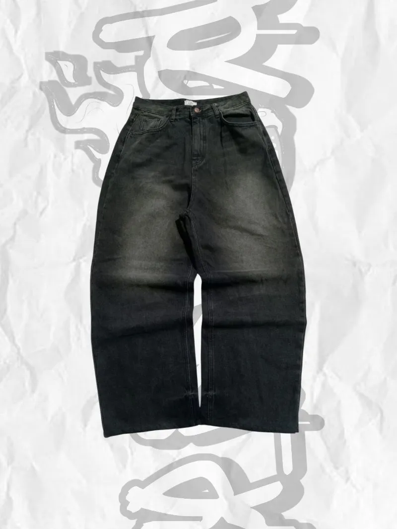 JJIM Vintage Streetwear Jeans Pria white black photo 1