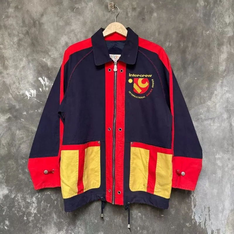 Vintage Streetwear Parka Pria navy red photo 1