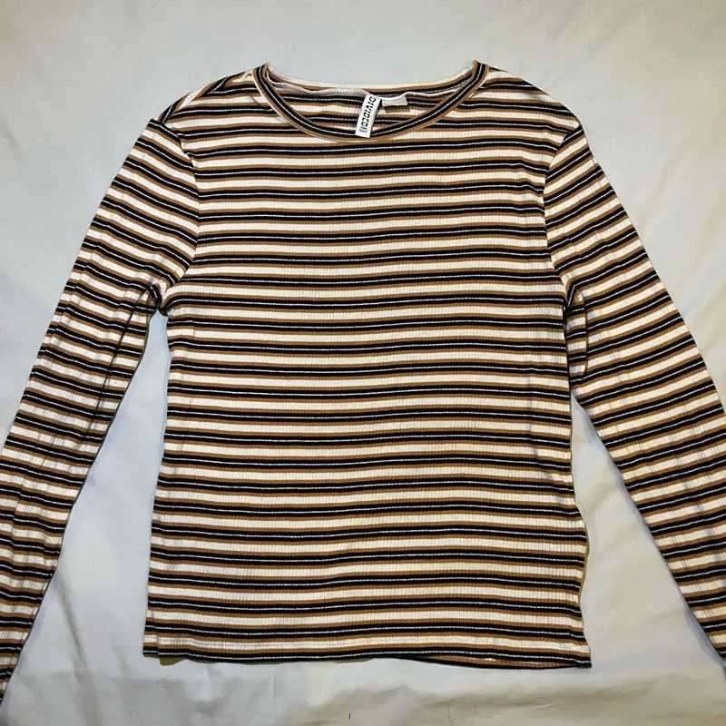 H&M Casual T-shirt Wanita white brown photo 1