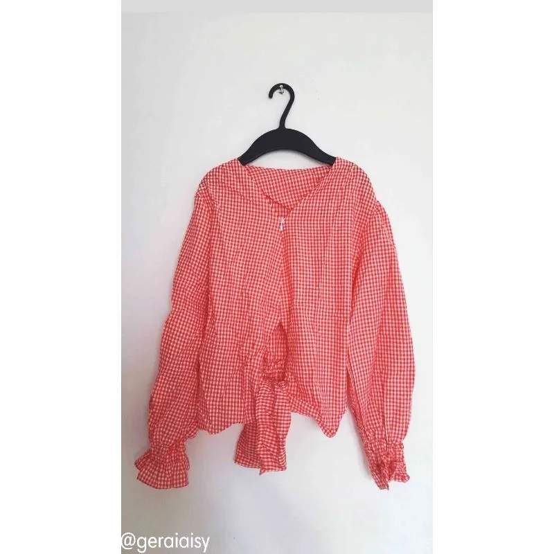 Casual Crop top Wanita white red photo 1