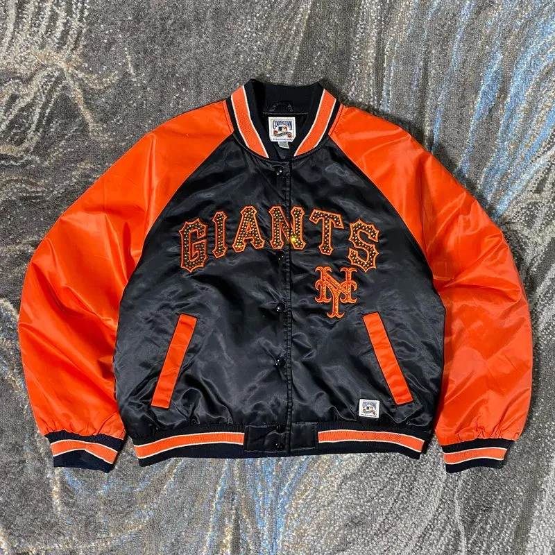 MLB Streetwear Y2K Bomber jacket Pria black orange photo 1