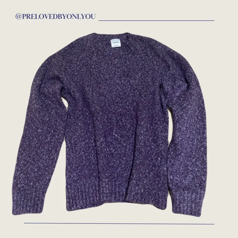 Pull & Bear Vintage Casual Sweater Wanita purple white photo 1
