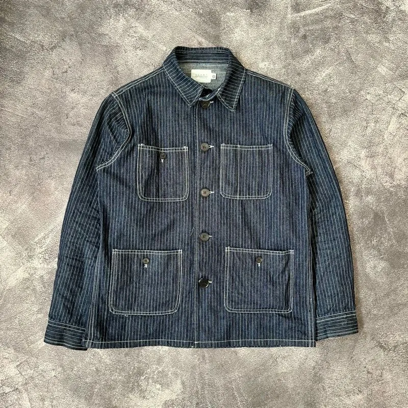 Japanese brand Minimalist Casual Denim jacket Pria navy photo 1