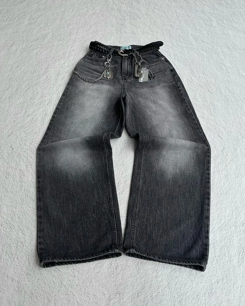 Streetwear Y2K Wide leg jeans Wanita gray photo 1