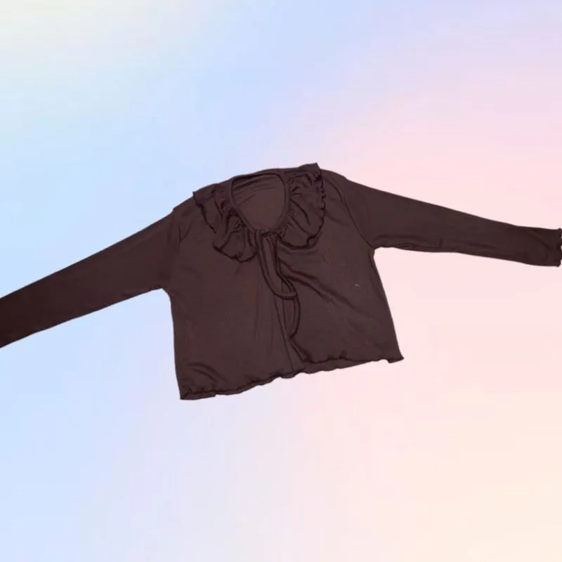 Y2K Lolita Cardigan Wanita brown photo 1