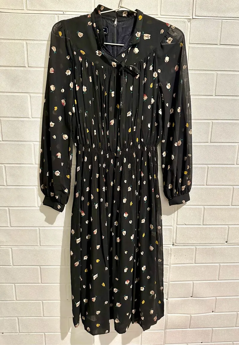 Vintage Casual Midi dress Wanita black photo 1