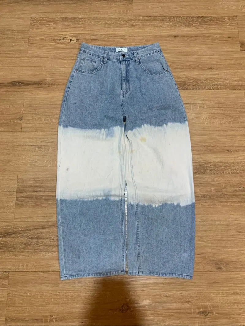 Streetwear Skater Jeans Pria white blue photo 1