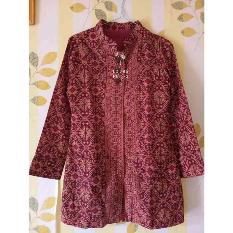 Batik Blouse Wanita burgundy photo 1