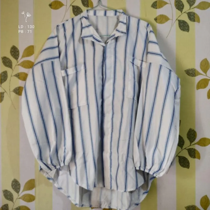 Casual Muslim Blouse Wanita white blue photo 1